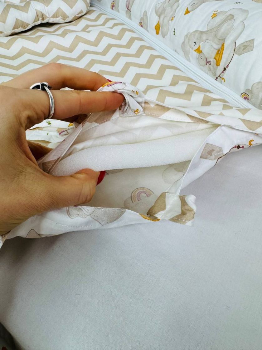 ❤ Кокон-гніздечко з ручками. Принт - Гуски на хмаринці, зигзаг (#88900199) ✓ Anna Konvert