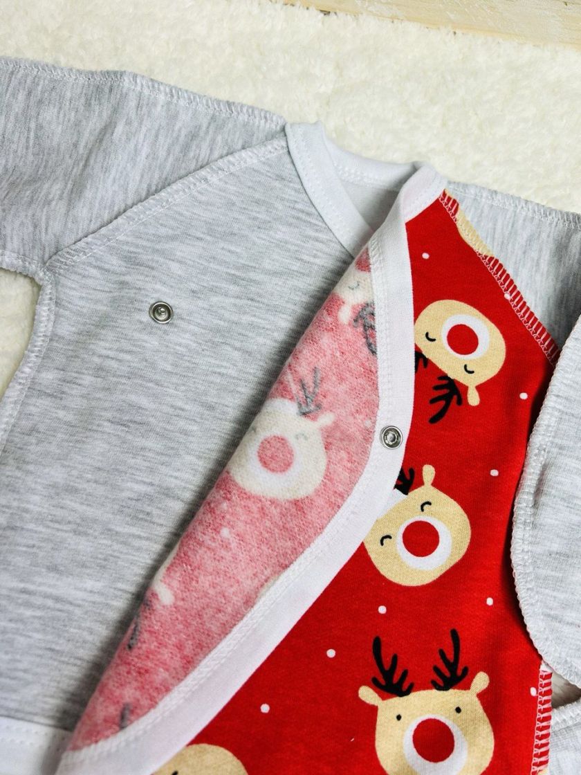 ❤ Комплект 3ка з сорочкою байка, БО. Принт - Олені червоні новорічні. Розмір - 62см (#59548433) ✓ Anna Konvert