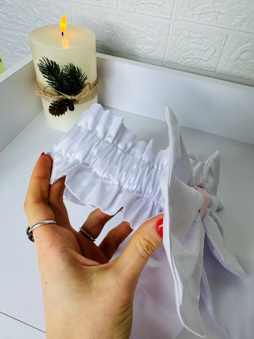 ❤ Бантик для пледу на виписку, універсальний на резинці. Колір - Білий з рожевою серединкою (#72540383) ✓ Anna Konvert