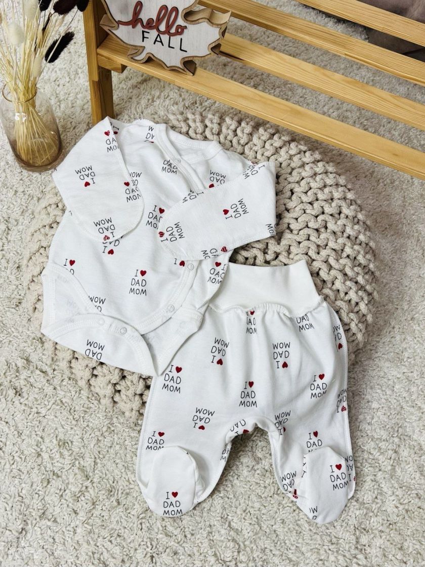 ❤ Комплект 2ка з боді, байка, Ромашка 56-62см. Принт - I love mom dad. Розмір - 56-62 (#0998) ✓ Anna Konvert
