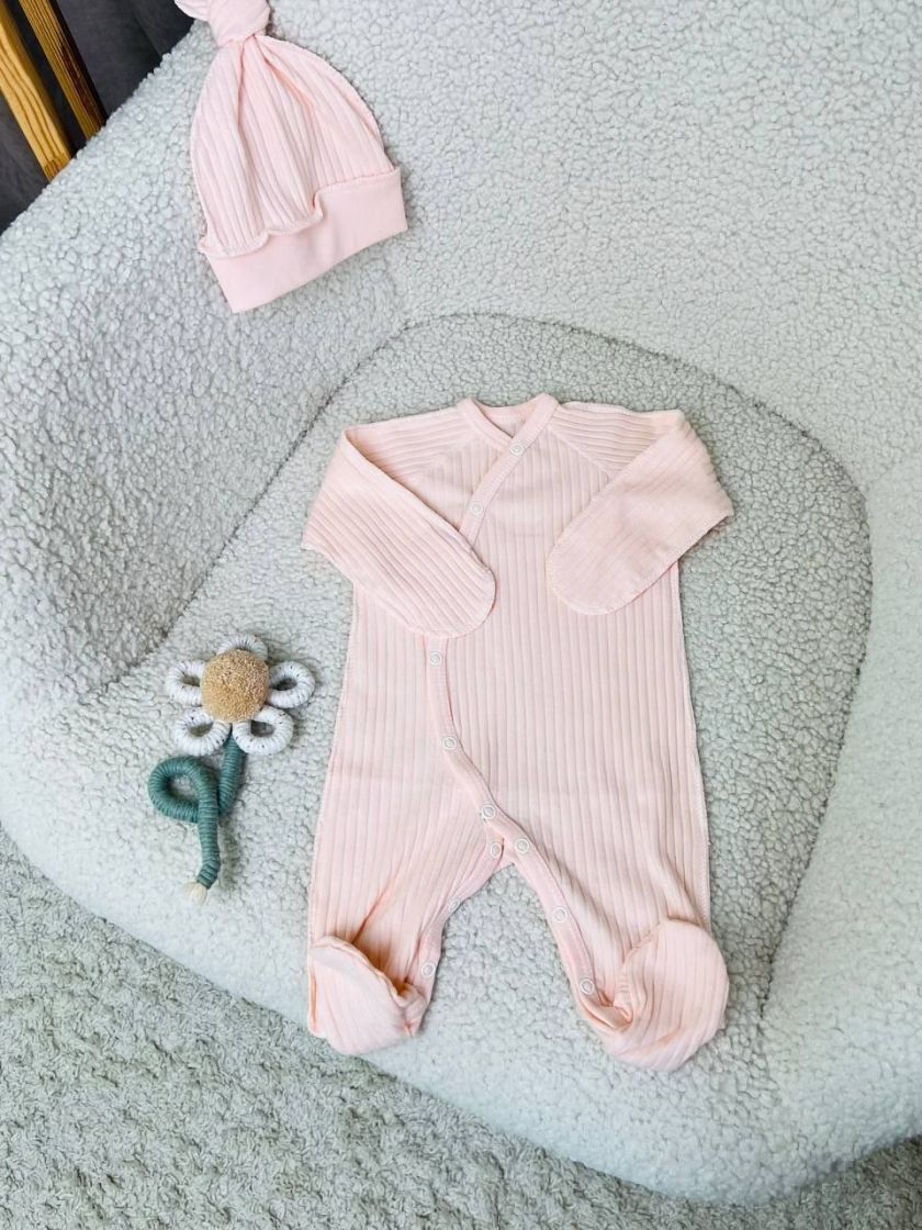 ❤ Чоловічок з шапочкою "Бархат" смужка. Колір - Персиковий. Розмір - 56см (#46090511) ✓ Anna Konvert