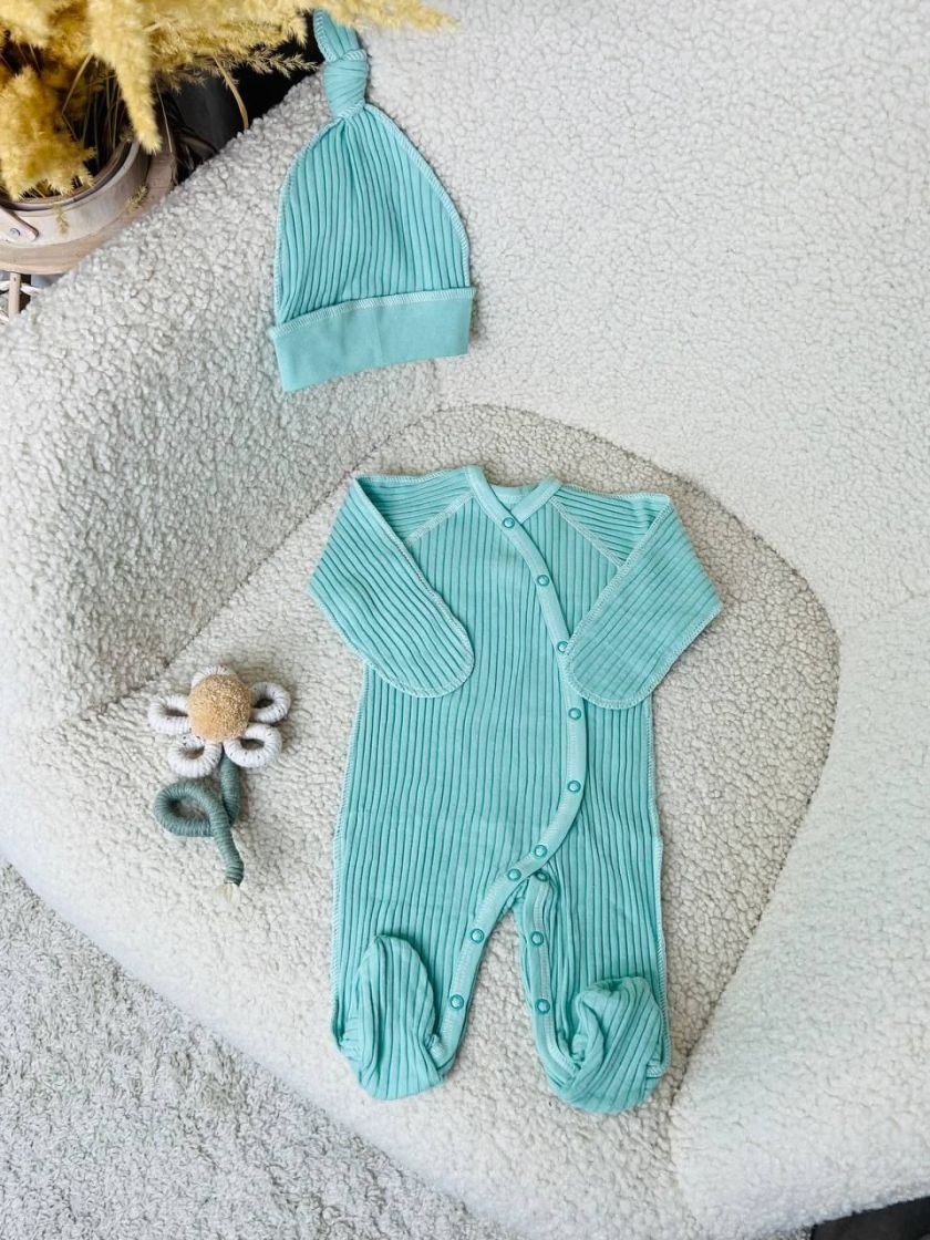 ❤ Чоловічок з шапочкою "Бархат" смужка. Колір - Фісташковий. Розмір - 56см (#67411987) ✓ Anna Konvert