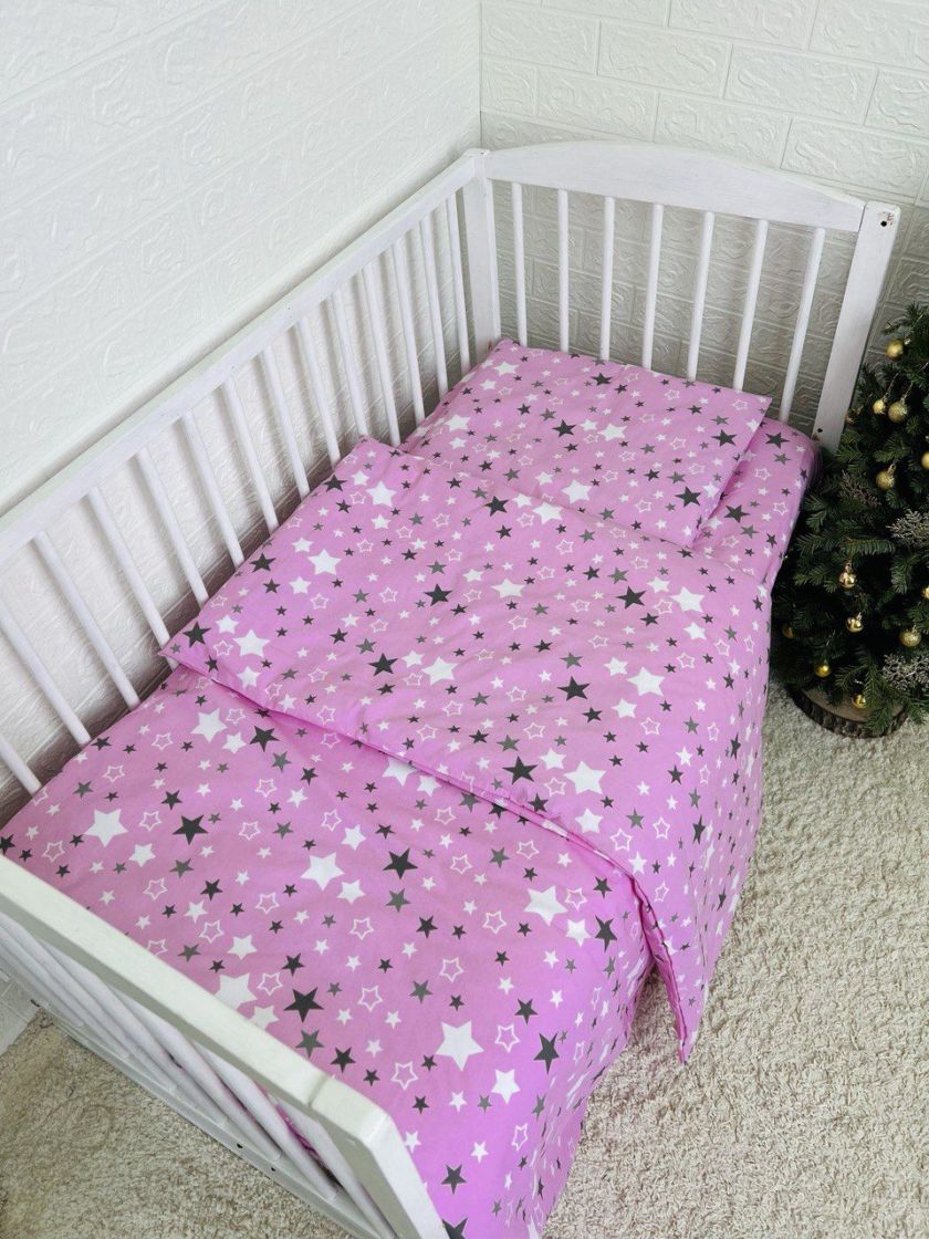 ❤ Змінна дитяча постіль, розмір підковдри 140 см на 110 см. Принт - Зірки різні, на рожевому (#62372189) ✓ Anna Konvert