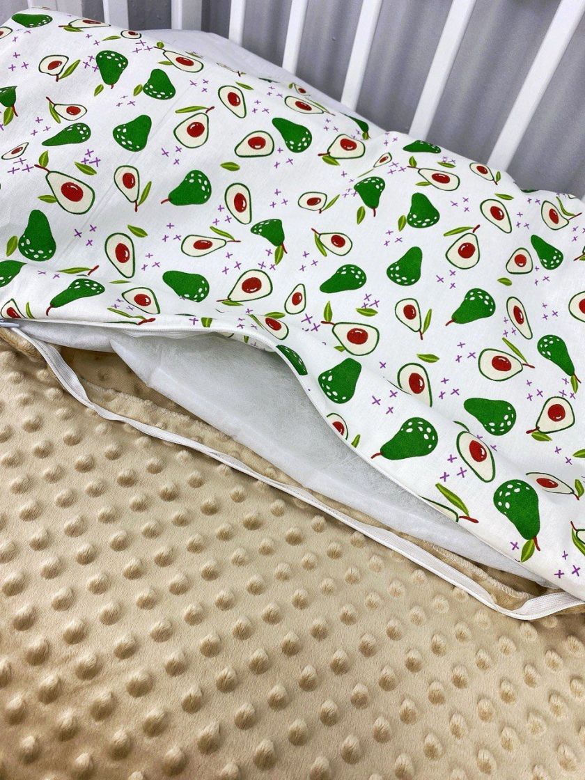 ❤ Набір у візочок з утеплювачем у чохлі. Принт - Авокадо з бежевим плюшем (#75601887) ✓ Anna Konvert