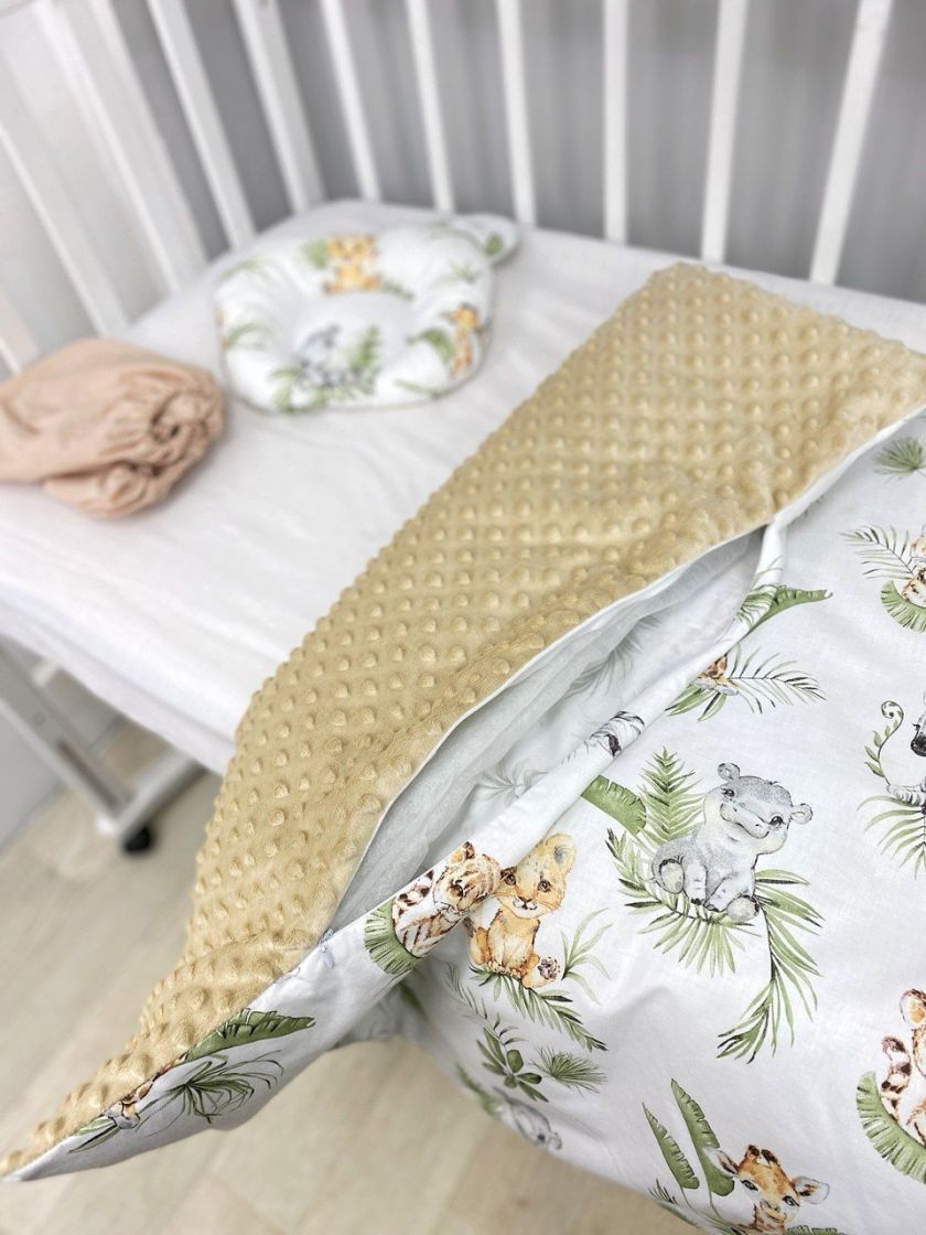 ❤ Набір у візочок з утеплювачем у чохлі. Принт - Звірята із Африки с бежевим плюшем (#49284691) ✓ Anna Konvert