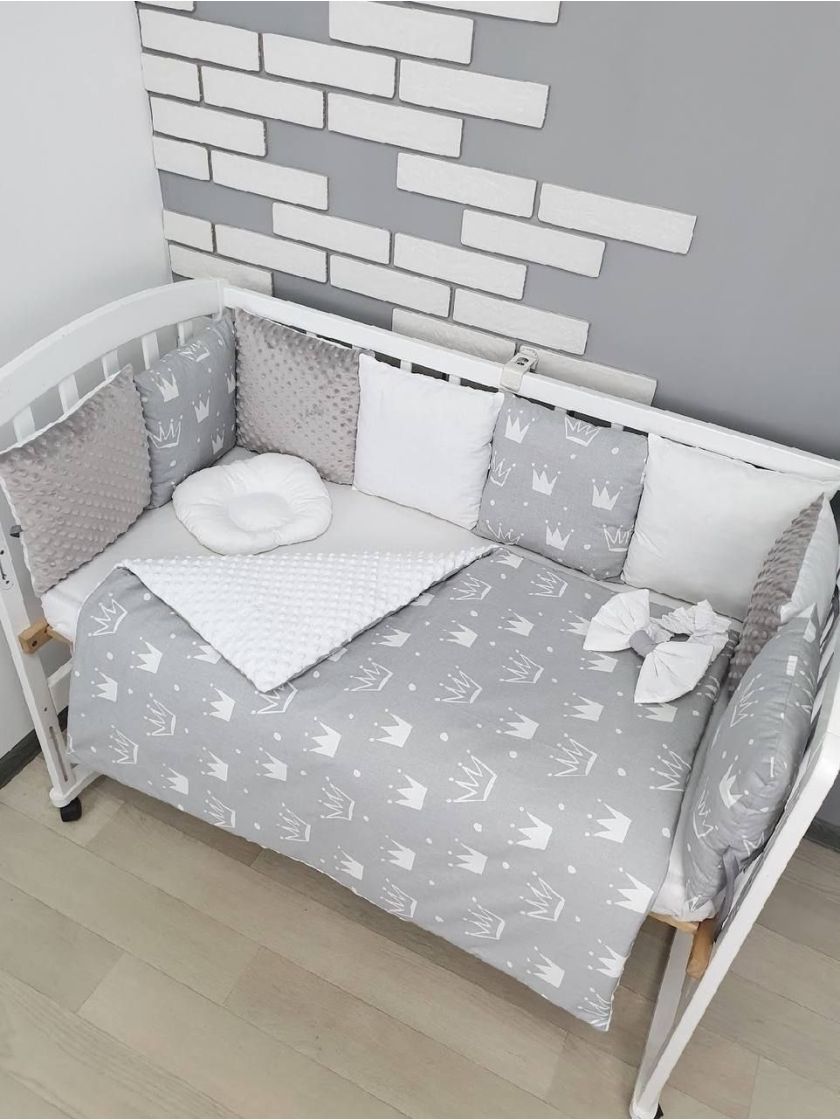 ❤ Набір у ліжко на 3 боки. Принт - Корони на сірому (#2097610) ✓ Anna Konvert