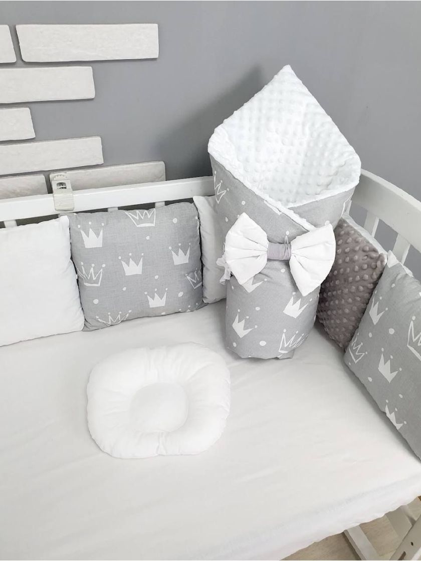 ❤ Набір у ліжко на 3 боки. Принт - Корони на сірому (#2097610) ✓ Anna Konvert