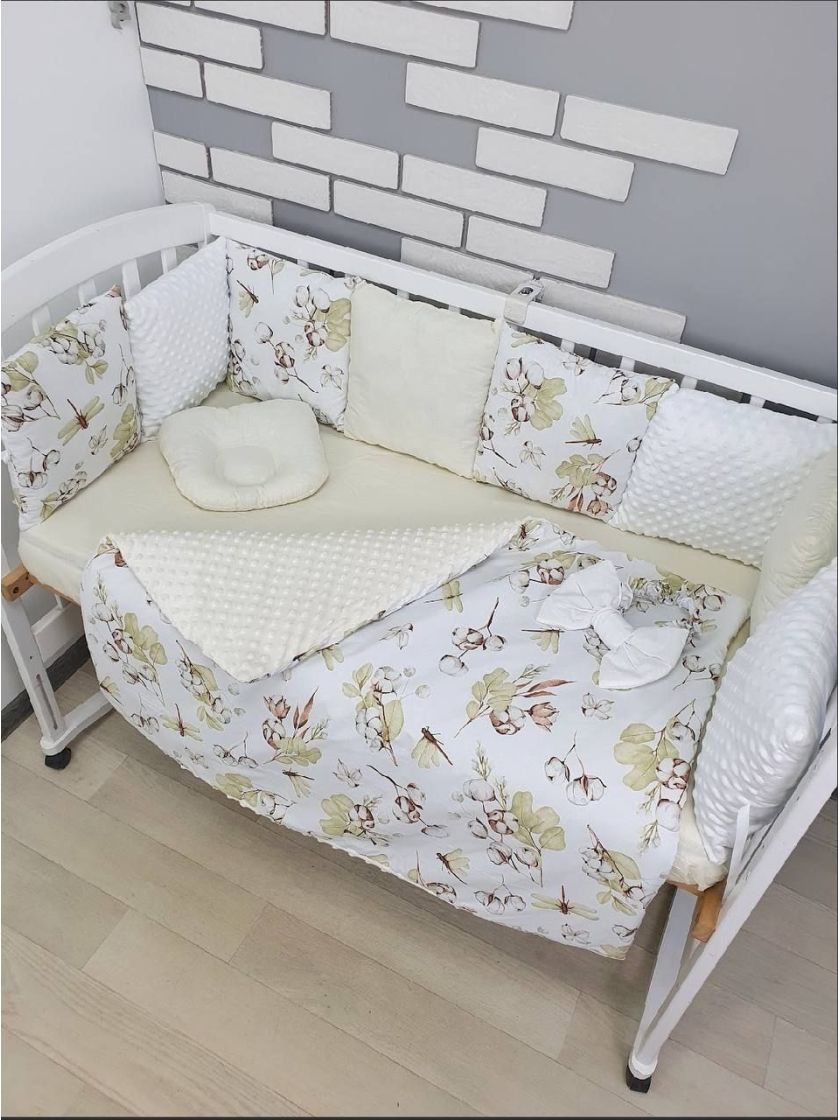 ❤ Набір у ліжко на 3 боки. Принт - Молочний зі стрикозами (#4042912) ✓ Anna Konvert