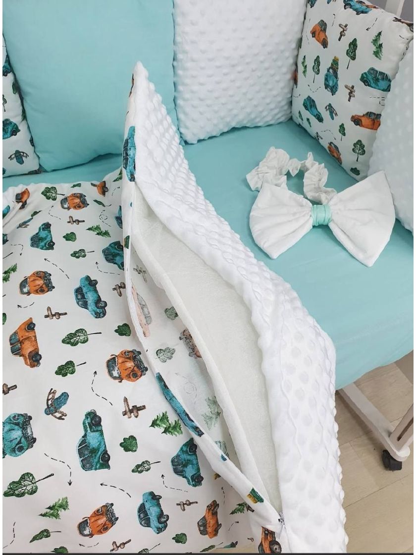 ❤ Набір у ліжко на 3 боки. Принт - Бірюзові машинки (#86275059) ✓ Anna Konvert