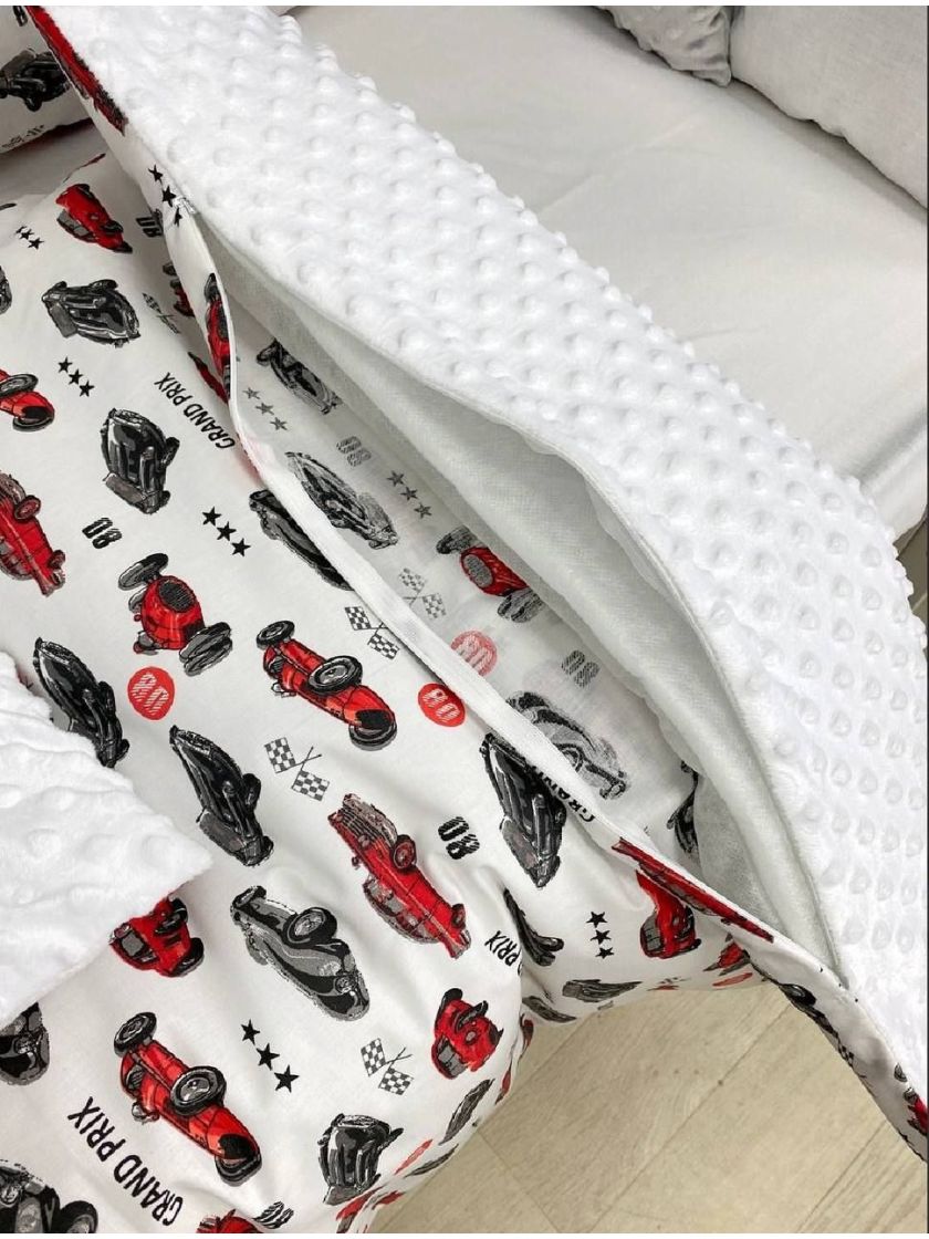 ❤ Набір у ліжко на 3 боки. Принт - Машинки сіро-червоні (#8569718) ✓ Anna Konvert