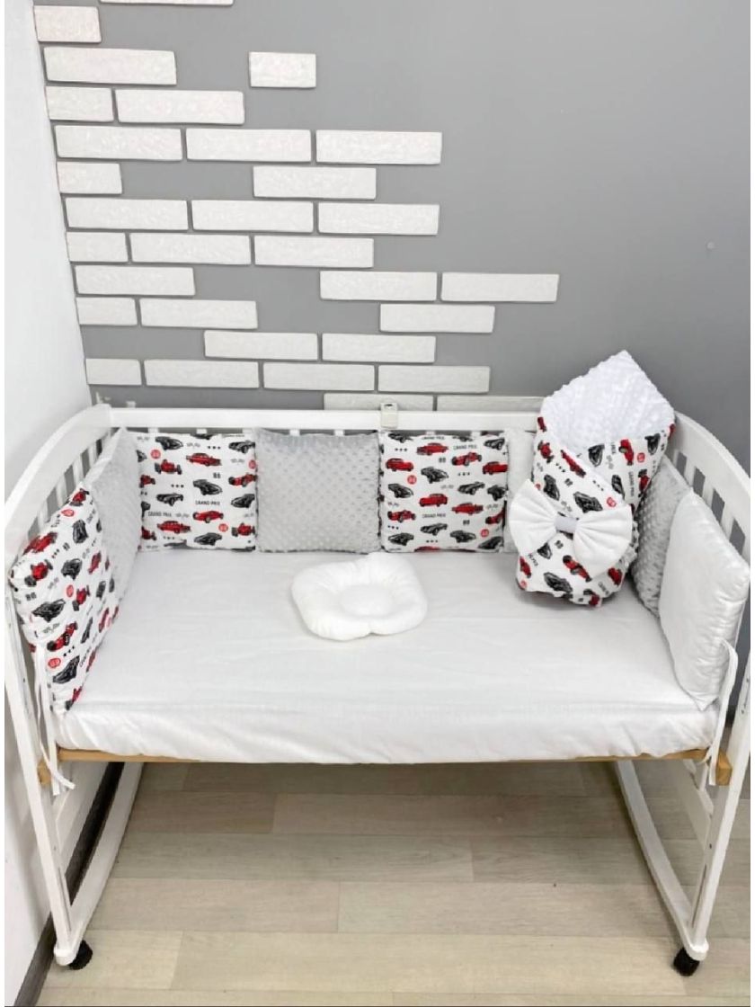 ❤ Набір у ліжко на 3 боки. Принт - Машинки сіро-червоні (#8569718) ✓ Anna Konvert
