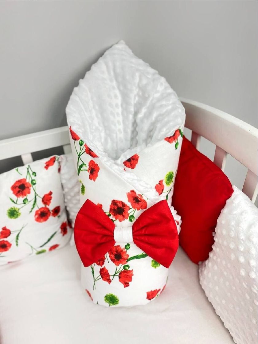 ❤ Набір у ліжко на 3 боки. Принт - Червоно-білий з маками (#53166519) ✓ Anna Konvert