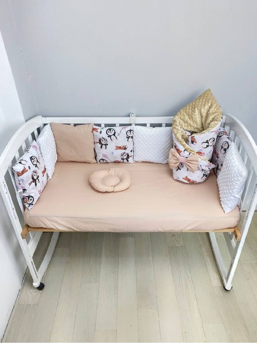 ❤ Набір у ліжко на 3 боки. Принт - Бежевий з пінгвінами (#30770802) ✓ Anna Konvert