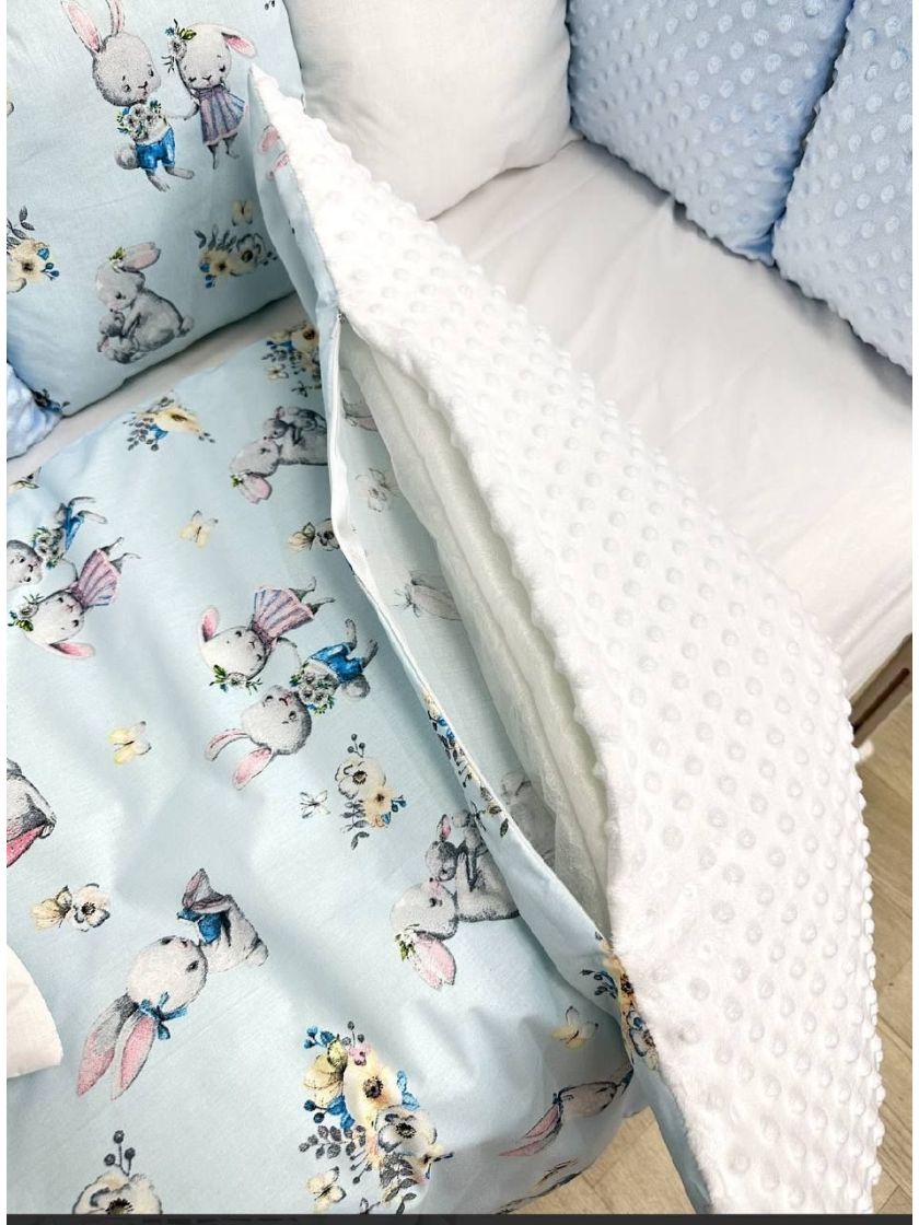 ❤ Набір у ліжко на 3 боки. Принт - Зайки на блакитному (#41183381) ✓ Anna Konvert