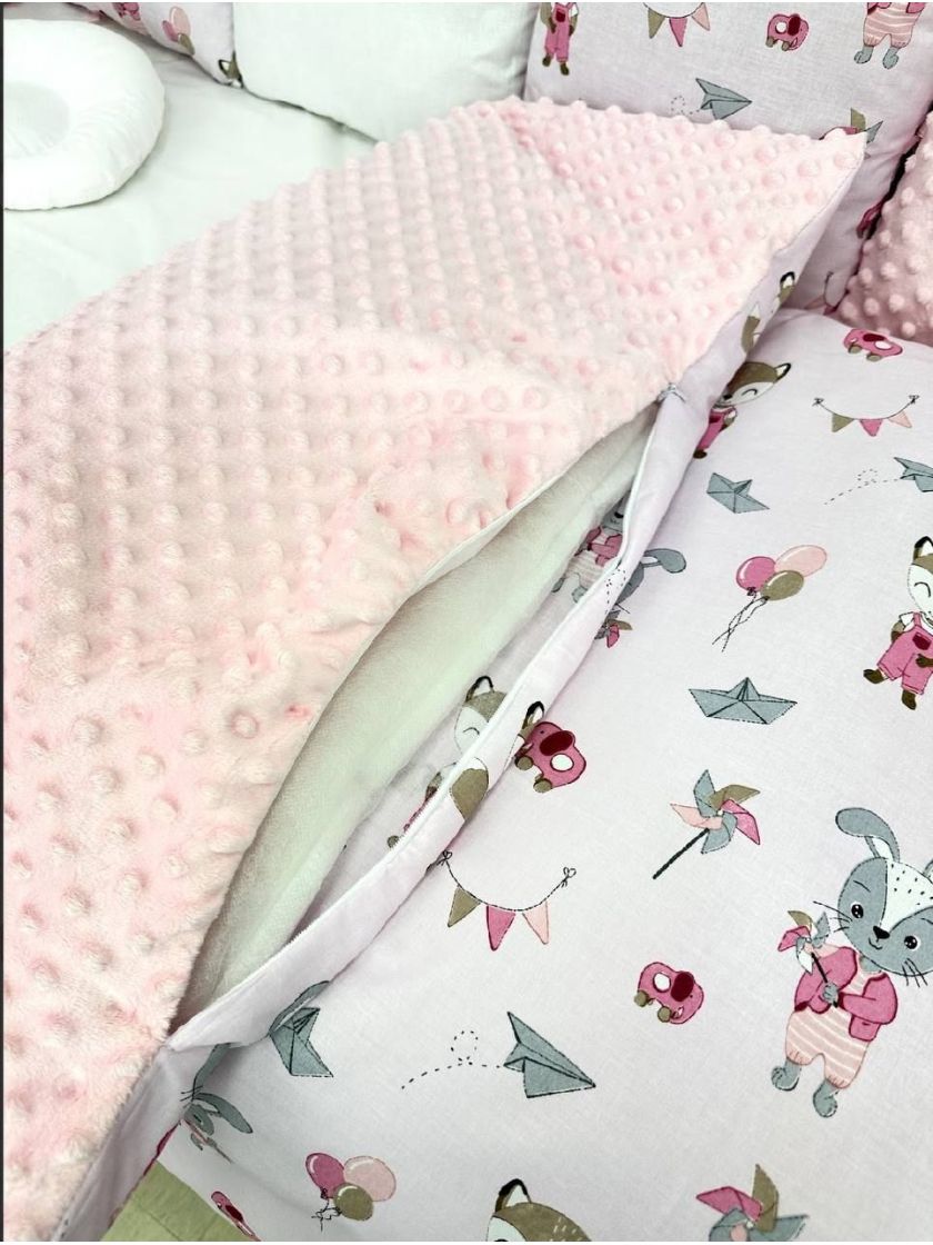 ❤ Набір у ліжко на 3 боки. Принт - Зайки та лисички на рожевому (#76541778) ✓ Anna Konvert