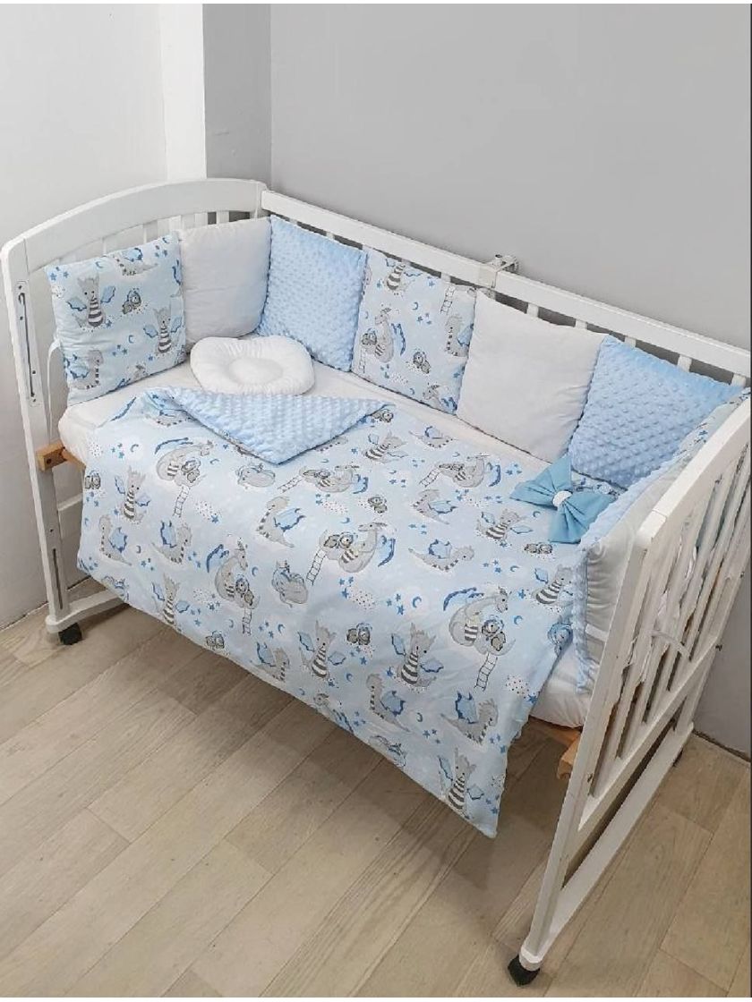 ❤ Набір у ліжко на 3 боки. Принт - Дракончики на блакитному (#71127457) ✓ Anna Konvert