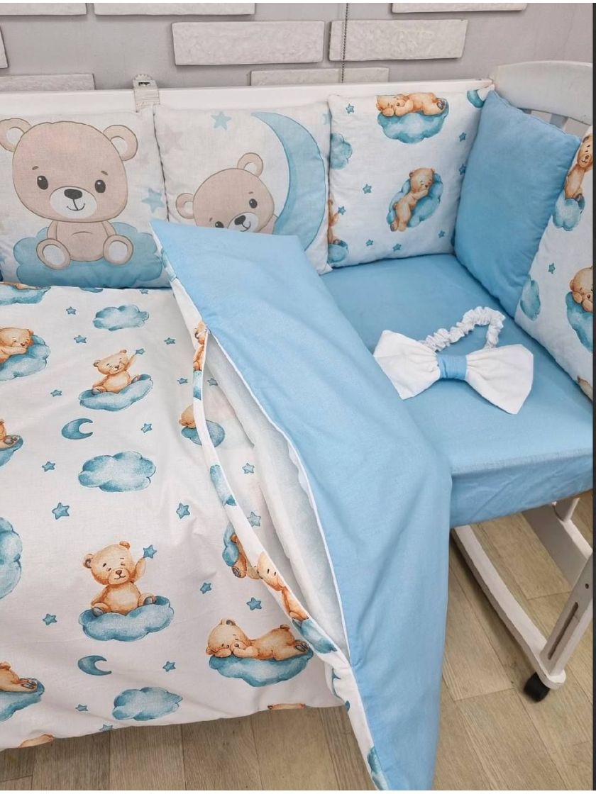 ❤ Набір у ліжко на 3 боки. Принт - З принтом Ведмедики блакитні (#92662704) ✓ Anna Konvert