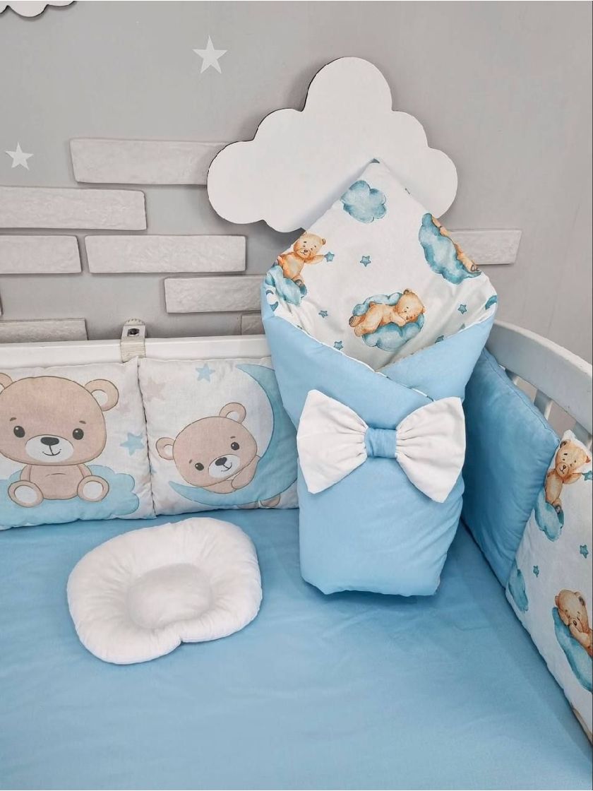 ❤ Набір у ліжко на 3 боки. Принт - З принтом Ведмедики блакитні (#92662704) ✓ Anna Konvert