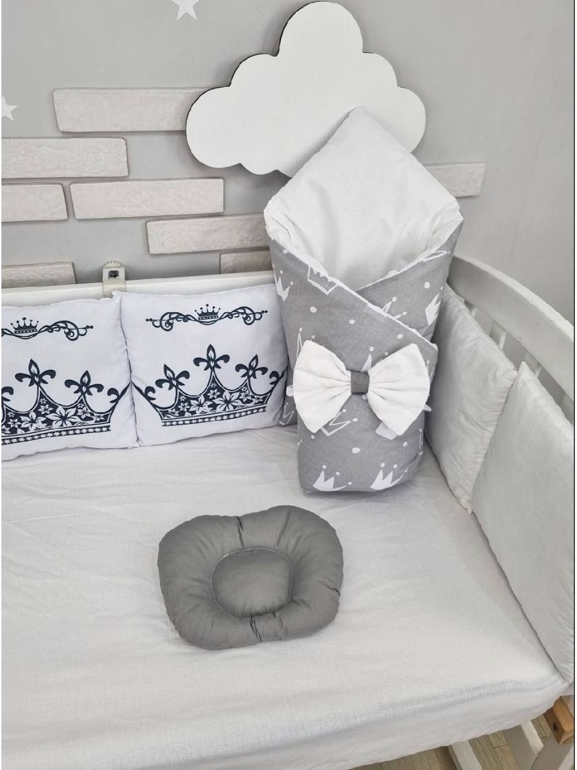 ❤ Набір у ліжко на 3 боки. Принт - З принтом Корони сірі (#61392142) ✓ Anna Konvert