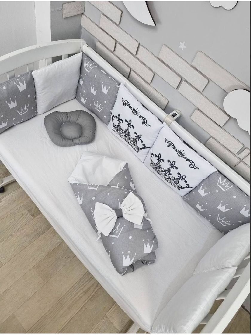 ❤ Набір у ліжко на 3 боки. Принт - З принтом Корони сірі (#61392142) ✓ Anna Konvert