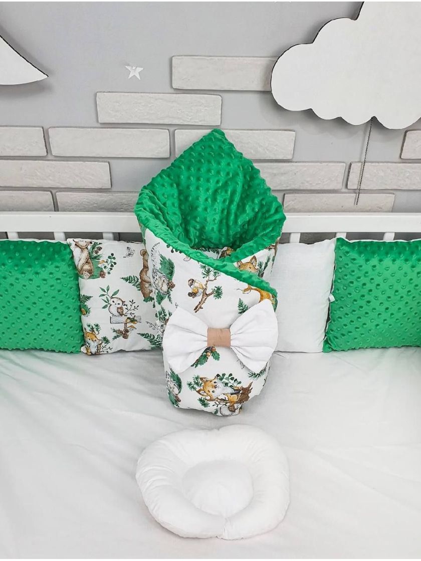 ❤ Набір у ліжко на 3 боки. Принт - Зелений зі звірятами (#88626964) ✓ Anna Konvert