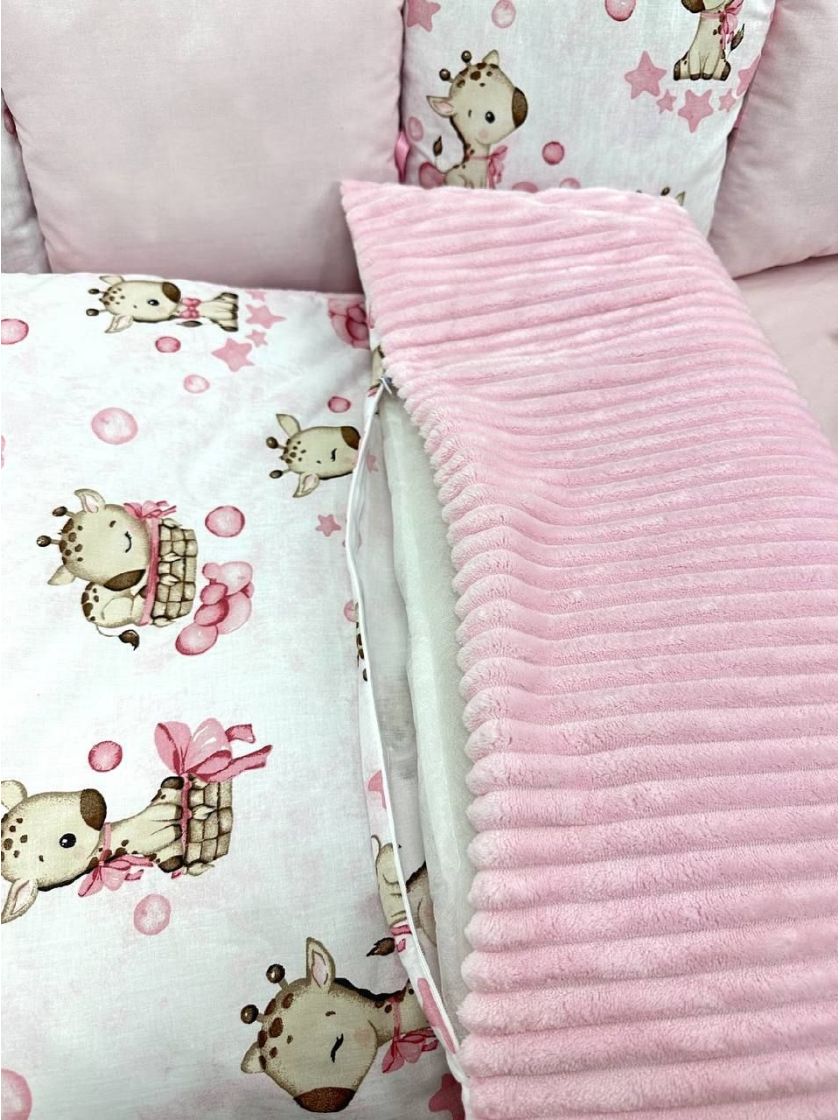 ❤ Набір на 3 боки з хмаринкою. Принт - Жирафіки рожеві з хмаринкою (#0219) ✓ Anna Konvert