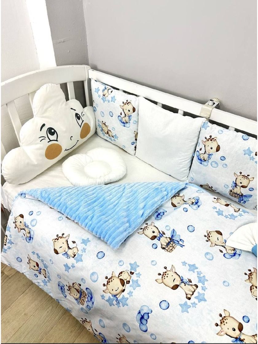 ❤ Набір на 3 боки з хмаринкою. Принт - Жирафіки блакитні з хмаринкою (#10202551) ✓ Anna Konvert