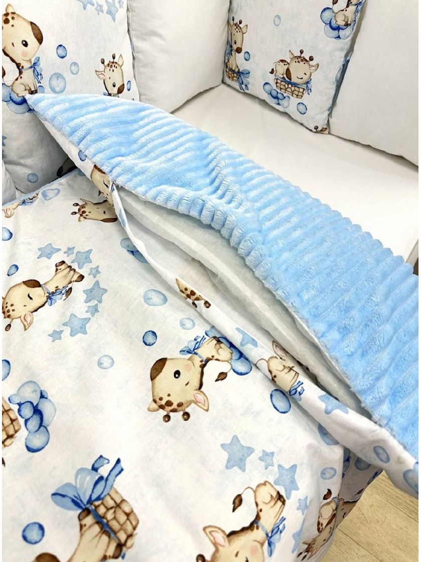 ❤ Набір на 3 боки з хмаринкою. Принт - Жирафіки блакитні з хмаринкою (#10202551) ✓ Anna Konvert