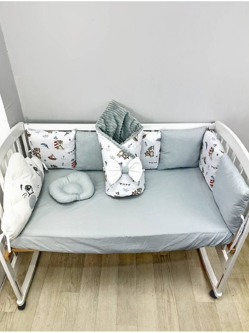 ❤ Набір на 3 боки з хмаринкою. Принт - Ведмедики сірі моряки з хмаринкою (#27930643) ✓ Anna Konvert