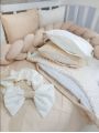 ❤ Набір у ліжко на 4 боки, з бісерною стрічкою. Колір - Бежево-молочний просточений з косичкою. Комплектація - Коса на 4й бік (#