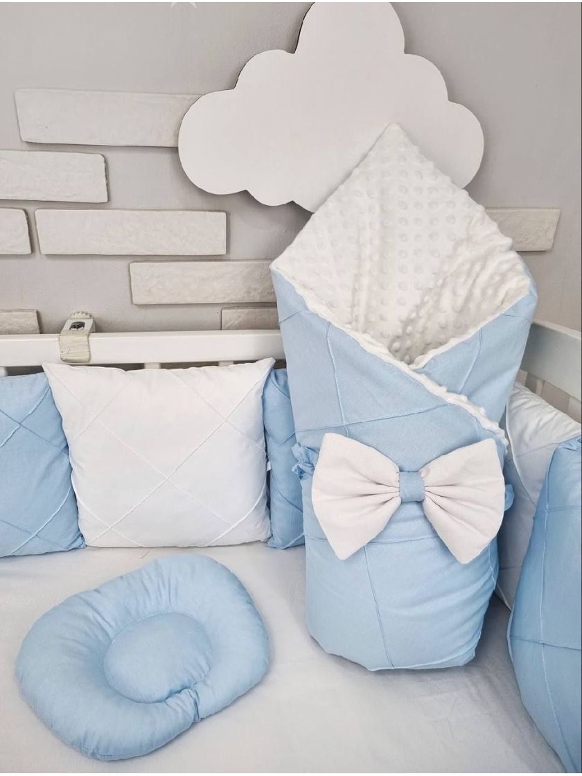 ❤ Набір у ліжко на 4 боки, з бісерною стрічкою. Колір - Блактно-білий прострочений з косичкою. Комплектація - Подушки на 4й бік