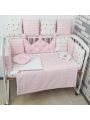 ❤ Набір у ліжко на 4 боки, "Зайка/корона". Комплектація - Подушки на 4й бік. Принт - Корона рожева із каретною стяжкою (#6892802