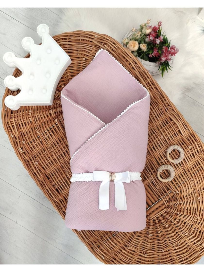 ❤ Конверт-плед на виписку мусліновий, 80*80см. Колір - Пильна троянда (#53564312) ✓ Anna Konvert