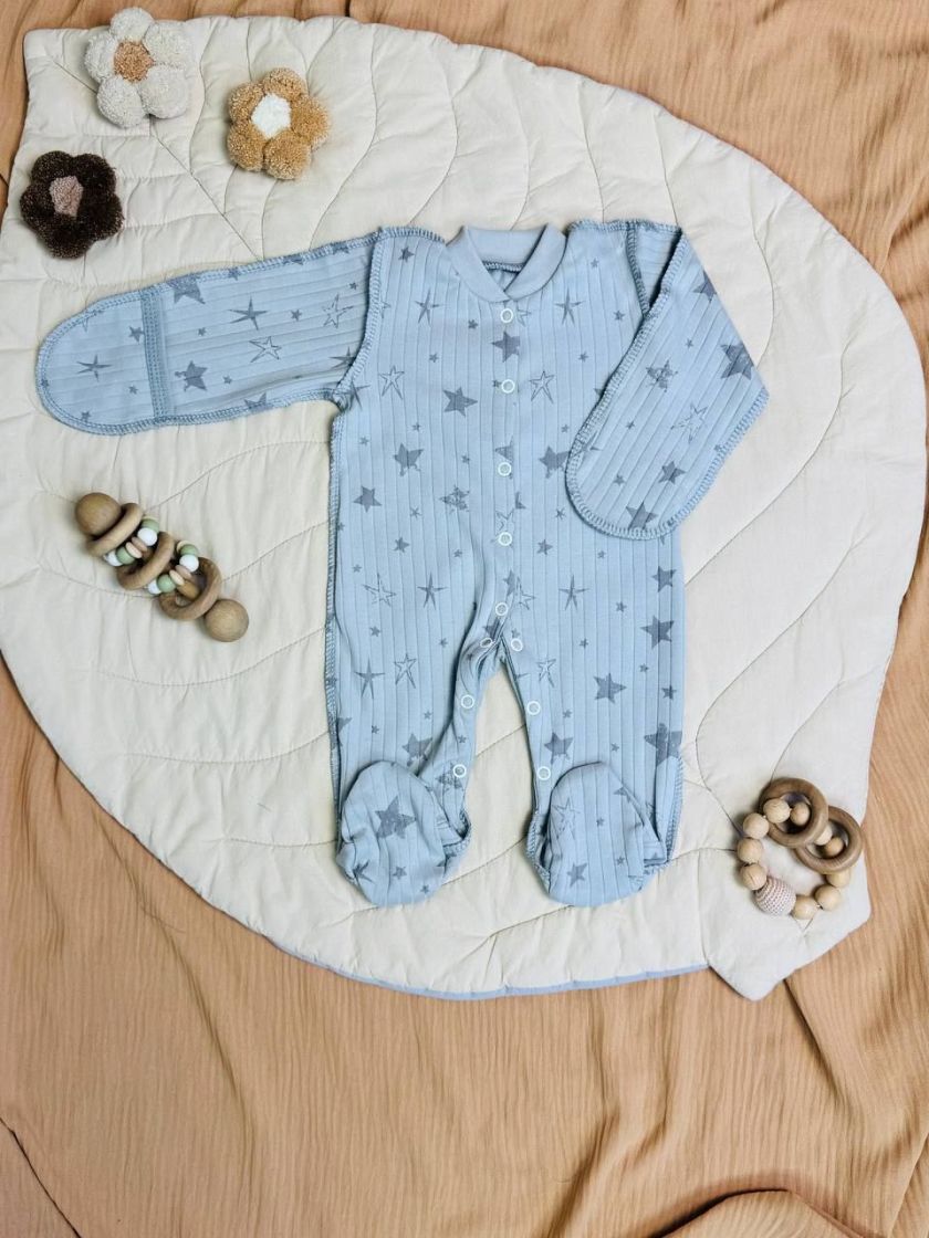 ❤ Чоловічок рубчик Ромашка. Принт - Зірочки на сірому. Розмір - 56-62см (#20033094) ✓ Anna Konvert