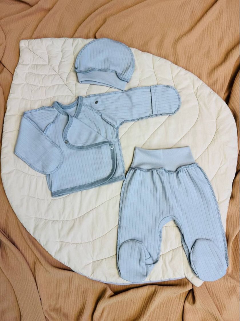 ❤ Комплект 3ка з сорочкою, рубчик однотон, Ромашка. Колір - Сірий. Розмір - 56-62 (#74808284) ✓ Anna Konvert