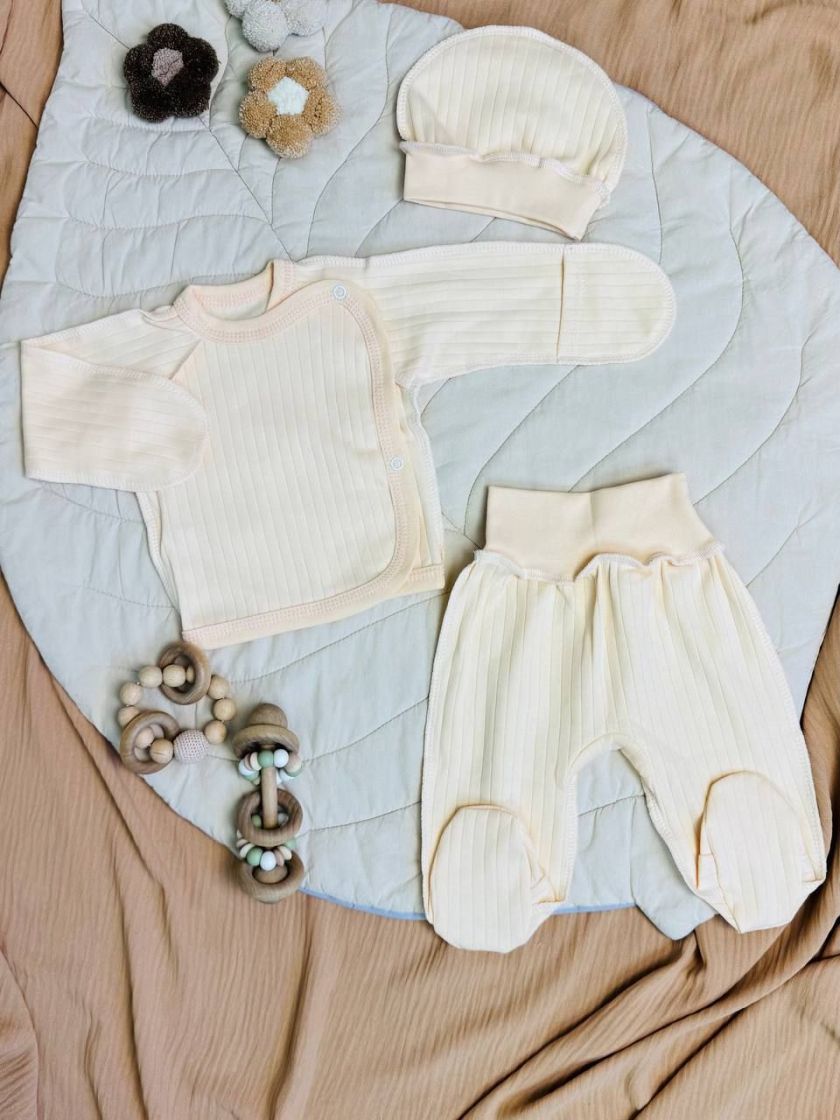 ❤ Комплект 3ка з сорочкою, рубчик однотон, Ромашка. Колір - Пісочний. Розмір - 56-62 (#27362492) ✓ Anna Konvert