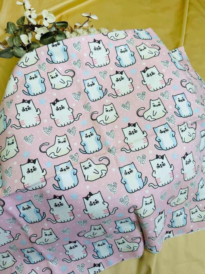 ❤ Пелюшки байкові 90*105см. Принт - Коти на рожевому (#9214018) ✓ Anna Konvert
