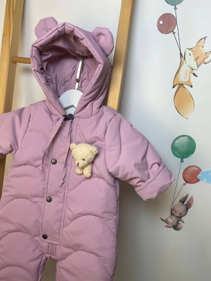 ❤ Демісезонний комбінезон "Ведмедик" хвиля. Колір - Пильна троянда. Розмір - 62см (#28603691) ✓ Anna Konvert