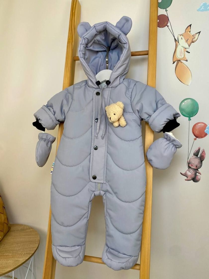 ❤ Демісезонний комбінезон "Ведмедик" хвиля. Колір - Сірий. Розмір - 62см (#96441152) ✓ Anna Konvert