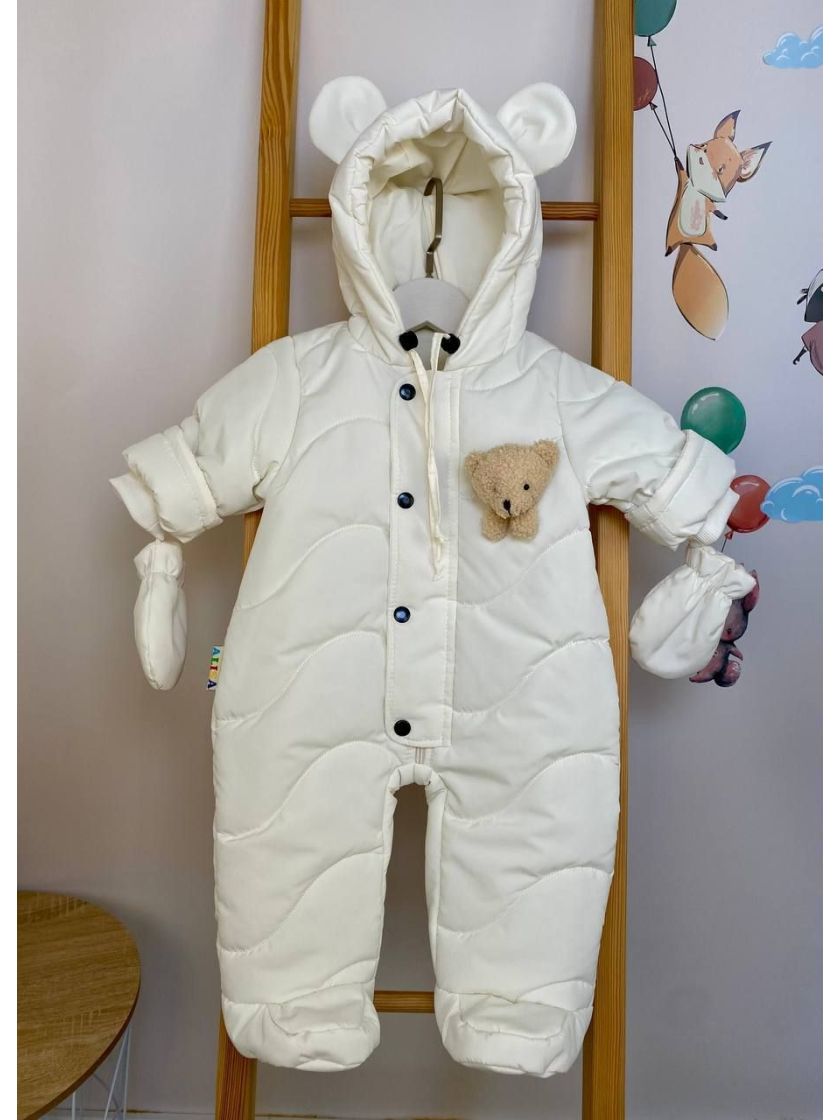 ❤ Демісезонний комбінезон "Ведмедик" хвиля. Колір - Молочний. Розмір - 68см (#1006118) ✓ Anna Konvert
