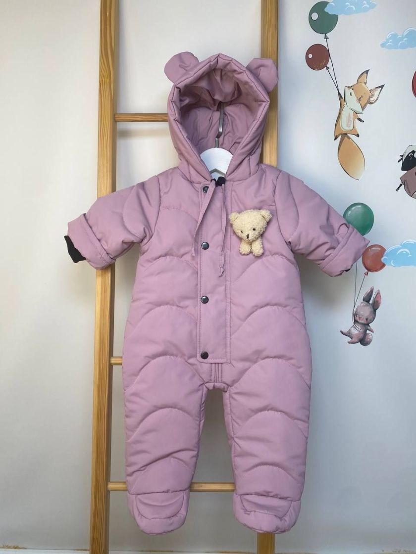 ❤ Демісезонний комбінезон "Ведмедик" хвиля. Колір - Пильна троянда. Розмір - 68см (#58856749) ✓ Anna Konvert