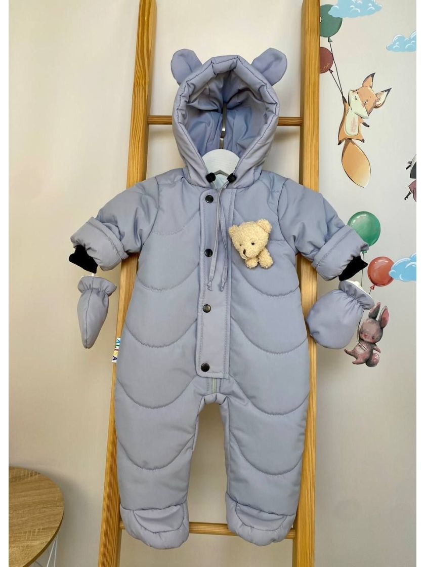 ❤ Демісезонний комбінезон "Ведмедик" хвиля. Колір - Сірий. Розмір - 68см (#9693127) ✓ Anna Konvert