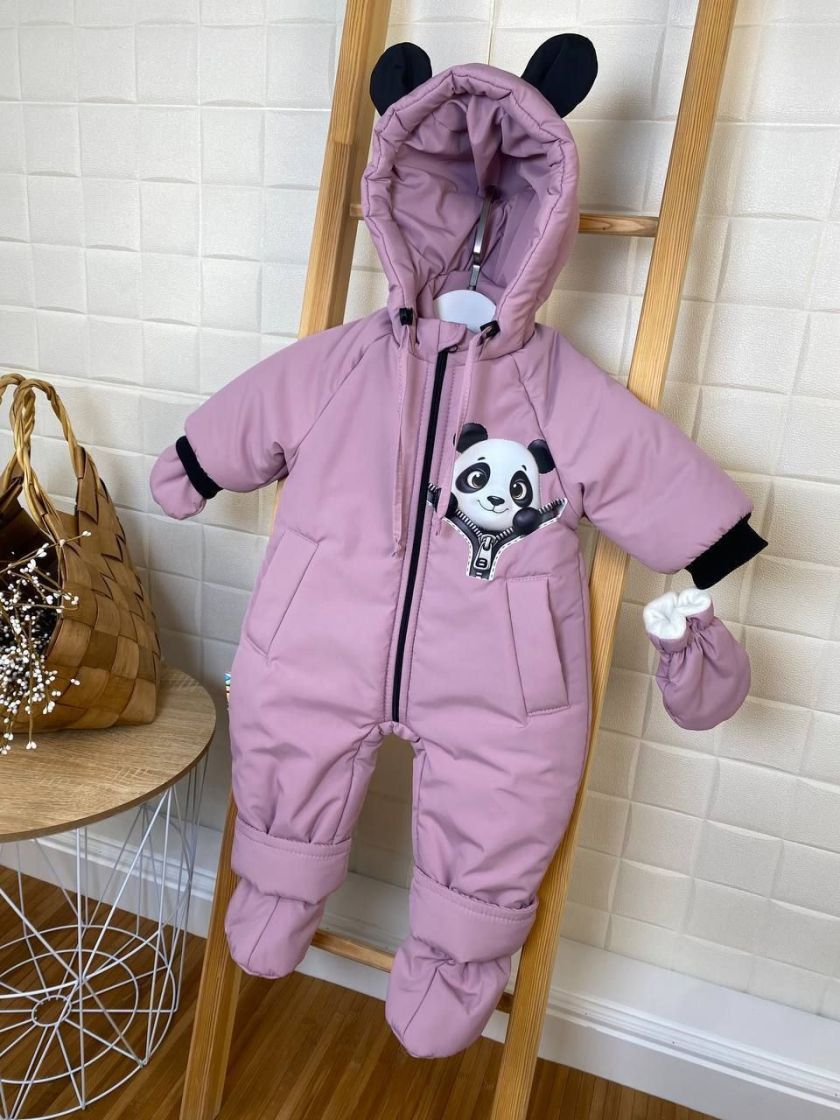 ❤ Демісезонний комбінезон "Пандочка". Колір - Пильна троянда. Розмір - 74см (#1104117) ✓ Anna Konvert