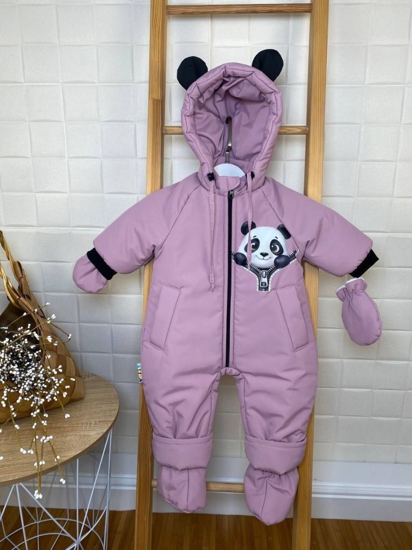 ❤ Демісезонний комбінезон "Пандочка". Колір - Пильна троянда. Розмір - 74см (#1104117) ✓ Anna Konvert