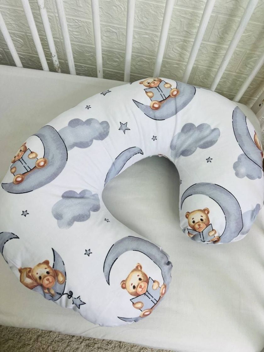 ❤ Подушка для годування, подушка у чохлі-з'ємний. Принт - Ведмідь на місяці в сірих хмарах (#71708297) ✓ Anna Konvert