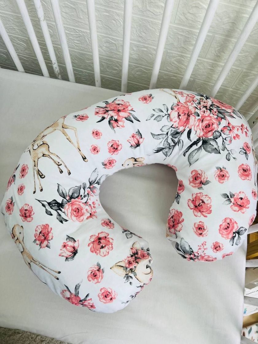 ❤ Подушка для годування, подушка у чохлі-з'ємний. Принт - Олені бембі з трояндами (#5067175) ✓ Anna Konvert