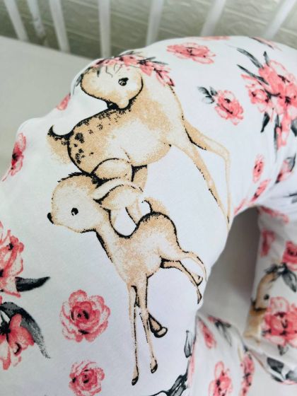 ❤ Подушка для годування, подушка у чохлі-з'ємний. Принт - Олені бембі з трояндами (#5067175) ✓ Anna Konvert 2