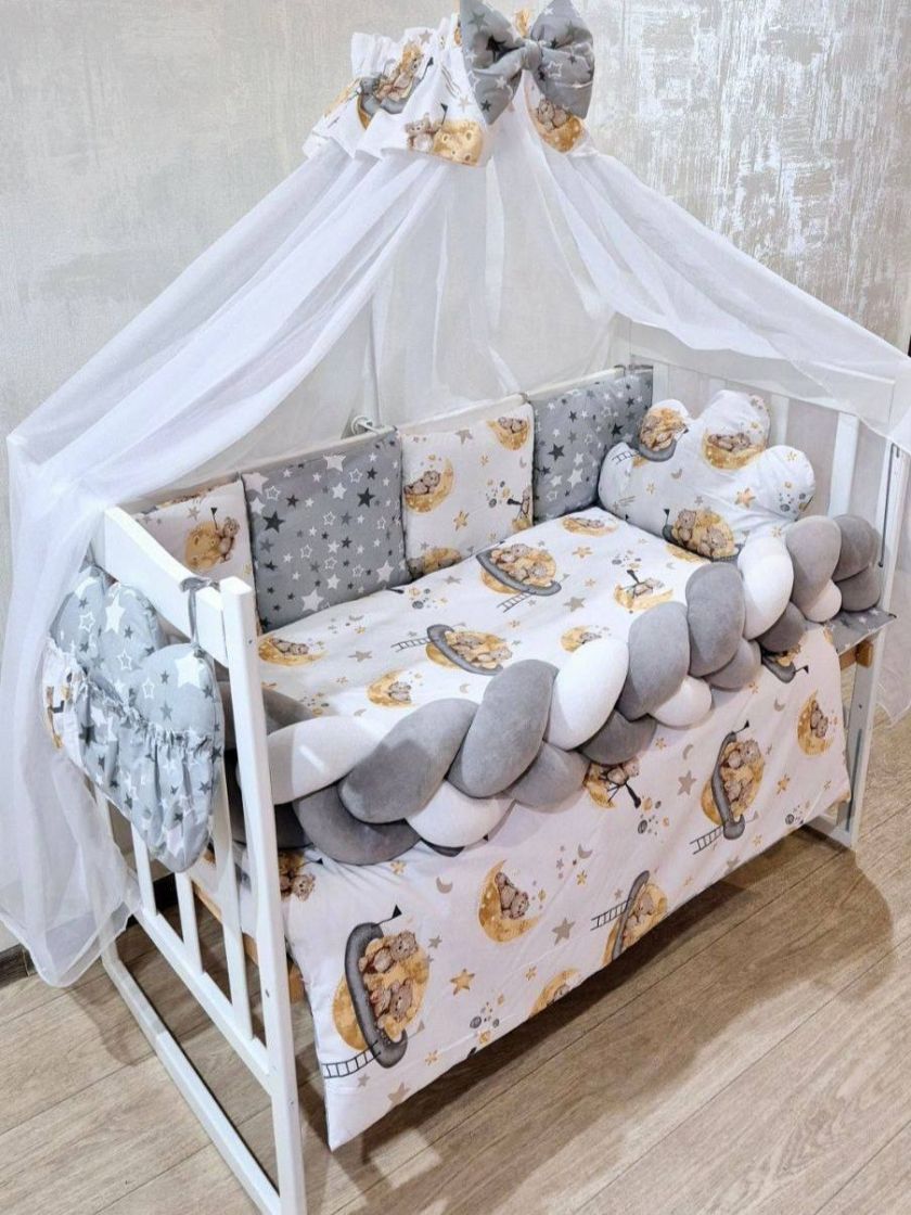 ❤ Набір з косою на 2 боки Bonna. Принт - Зірки сірі з ведмедями на луні (#21055056) ✓ Anna Konvert