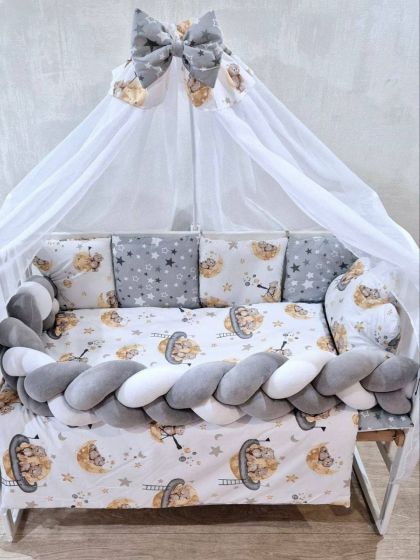 ❤ Набір з косою на 2 боки Bonna. Принт - Зірки сірі з ведмедями на луні (#21055056) ✓ Anna Konvert 2