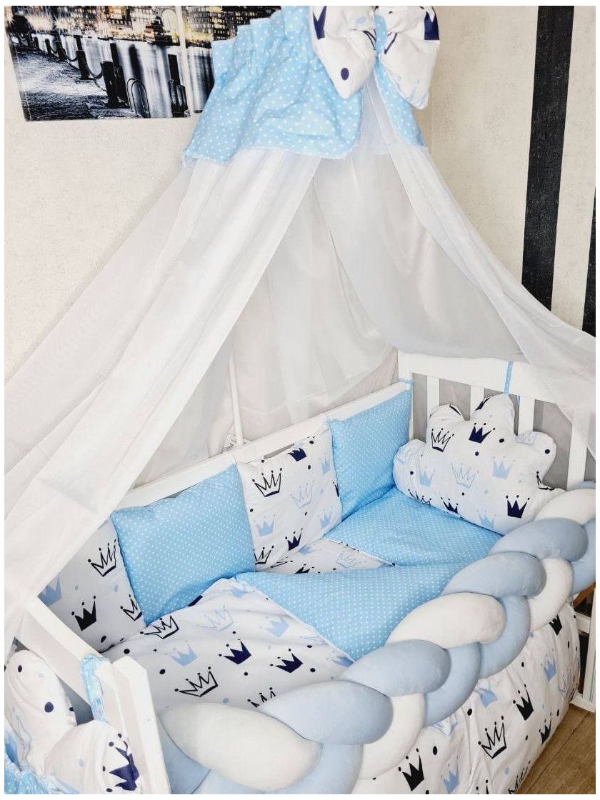 ❤ Набір з косою на 2 боки Bonna. Принт - Корони з горошком на блакитному (#19709140) ✓ Anna Konvert